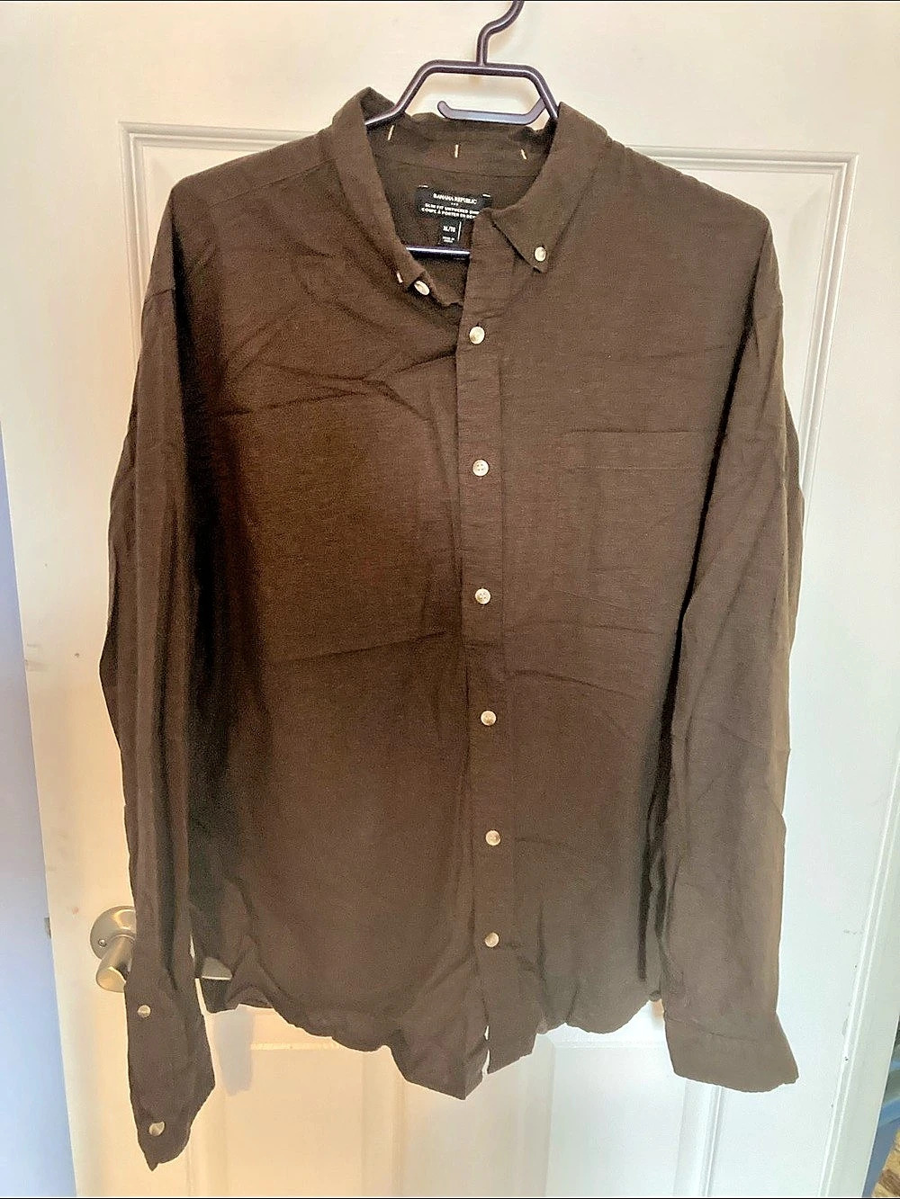 Banana Republic Slim Fit Untucked Shirt Brown XL/TG Like New